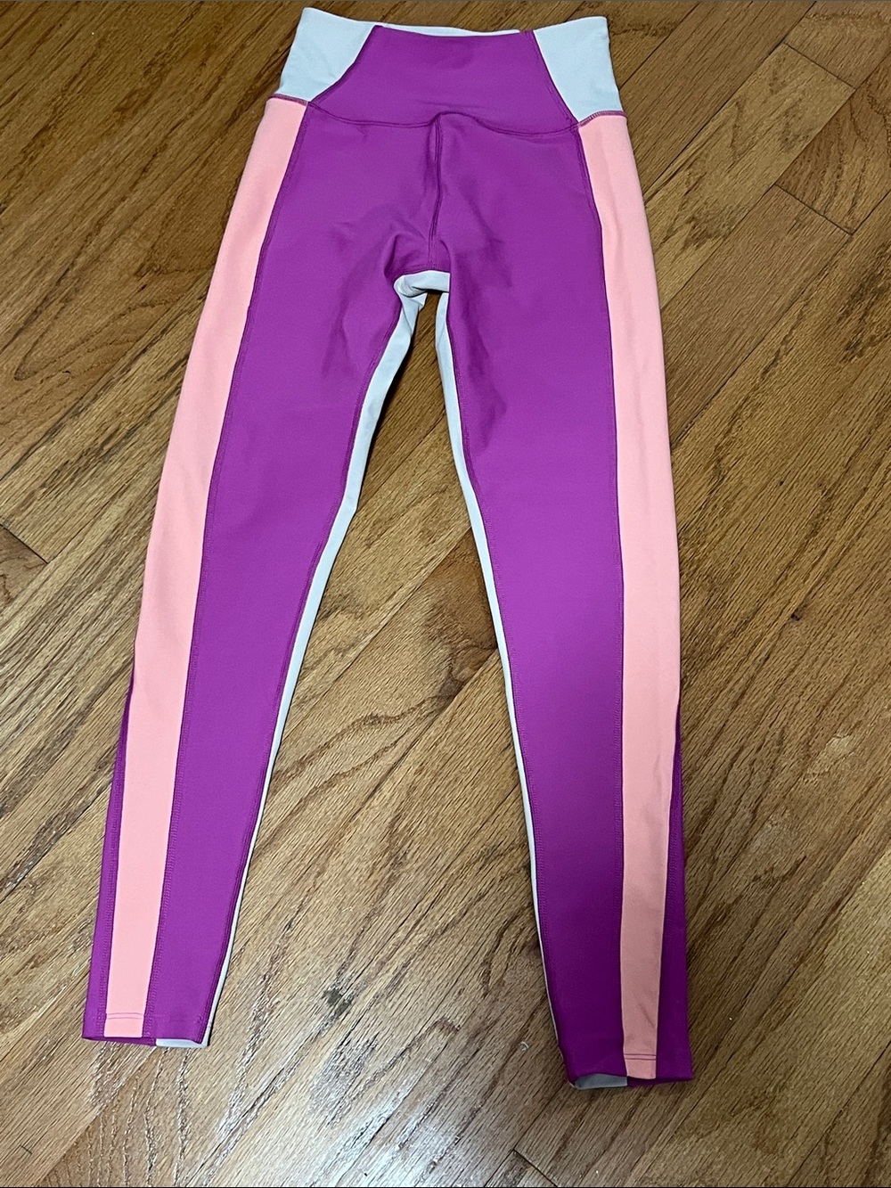 Women Purple and Pink Colorblock Active Leggings